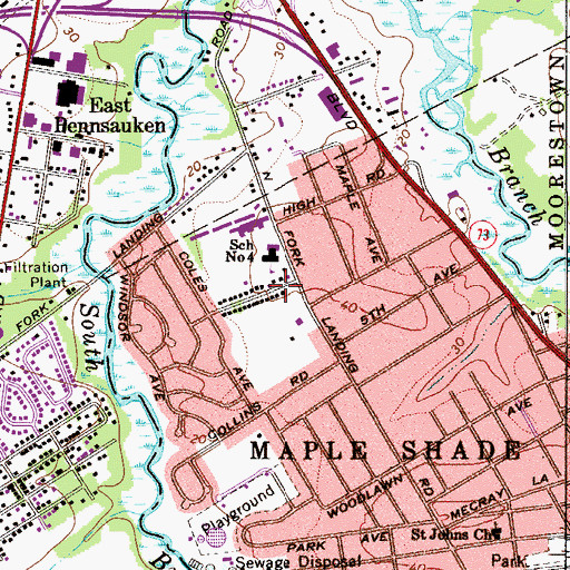 Topographic Map of School Number 4, NJ