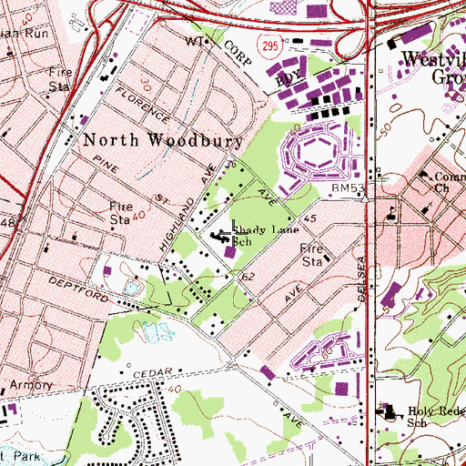 Topographic Map of Shady Lane Elementary School, NJ