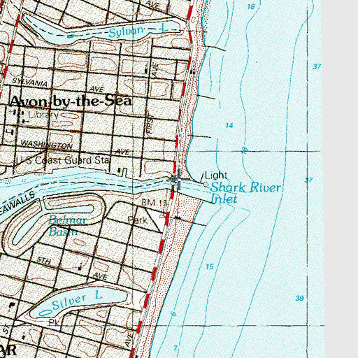 Topographic Map of Shark River, NJ