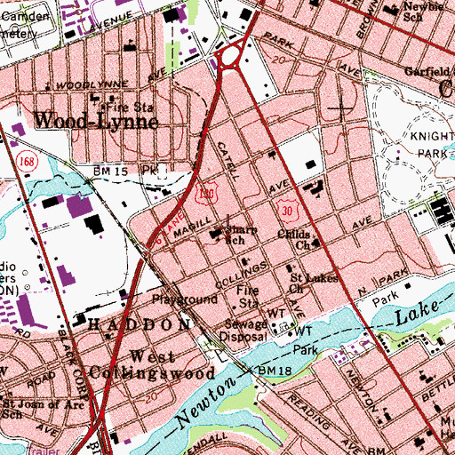 Topographic Map of Thomas Sharp Elementary School, NJ