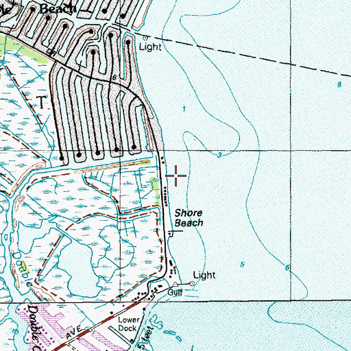 Topographic Map of Shore Beach, NJ