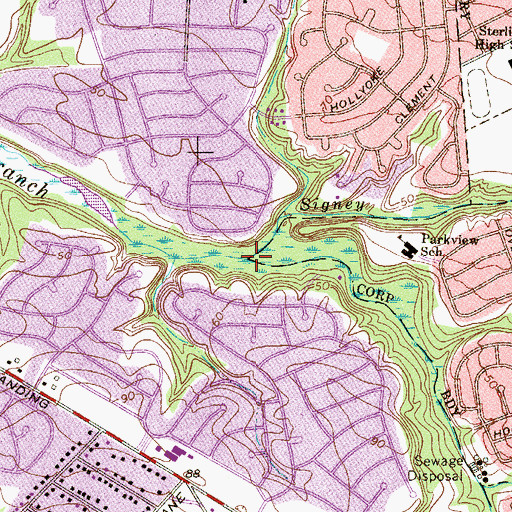 Topographic Map of Signey Run, NJ