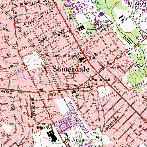 Topographic Map of Somerdale, NJ