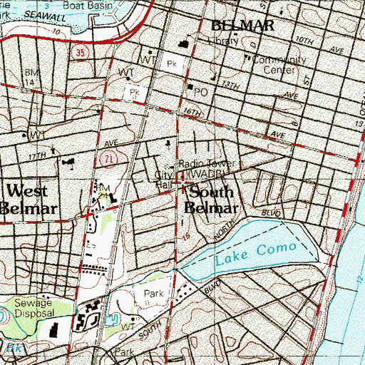 Topographic Map of South Belmar, NJ