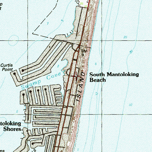 Topographic Map of South Mantoloking Beach, NJ