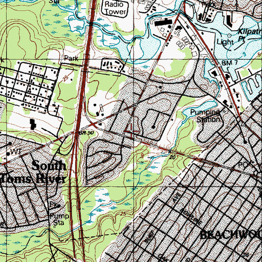 Topographic Map of South Toms River, NJ