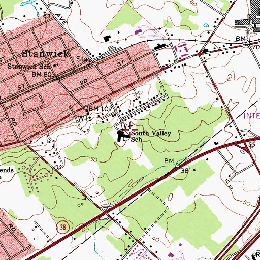 Topographic Map of South Valley Elementary School, NJ