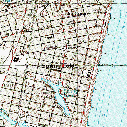 Topographic Map of Spring Lake, NJ
