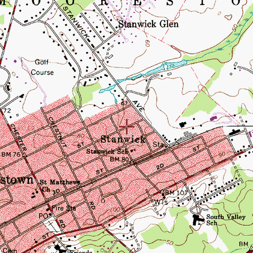 Topographic Map of Stanwick, NJ