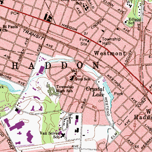 Topographic Map of Stoy Elementary School, NJ