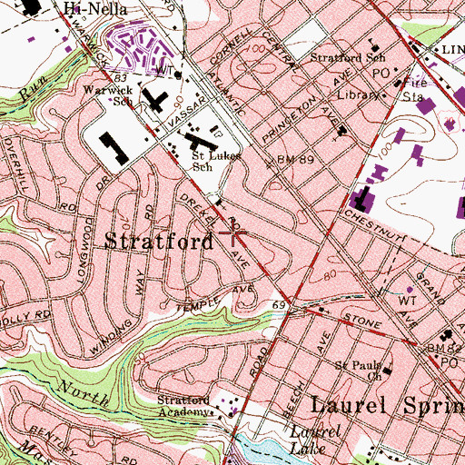 Topographic Map of Stratford, NJ