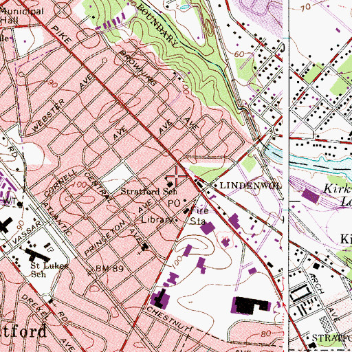 Topographic Map of Stratford School, NJ