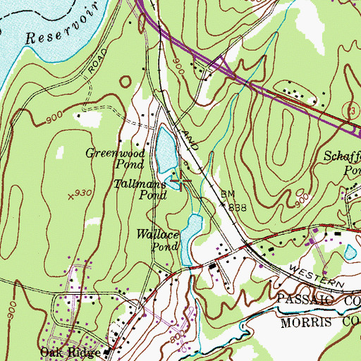 Topographic Map of Tallmans Pond, NJ