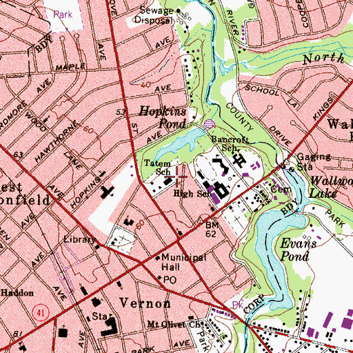Topographic Map of J Fithian Tatem Elementary School, NJ