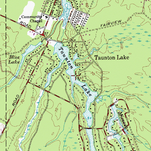 Topographic Map of Taunton Lake, NJ