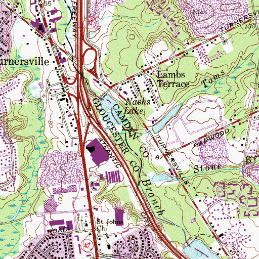 Topographic Map of Toms Branch, NJ