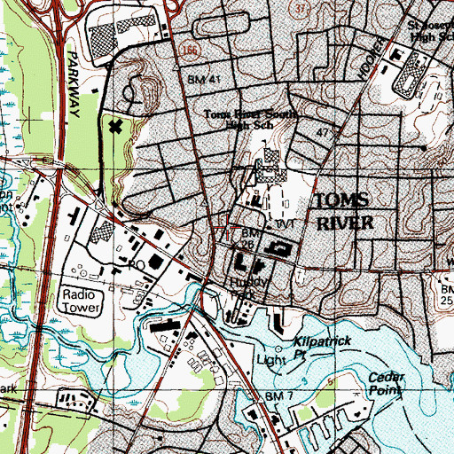 Topographic Map of Toms River, NJ
