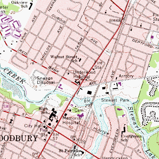 Topographic Map of Inspira Medical Center Woodbury, NJ