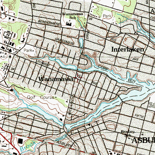 Topographic Map of Wanamassa, NJ