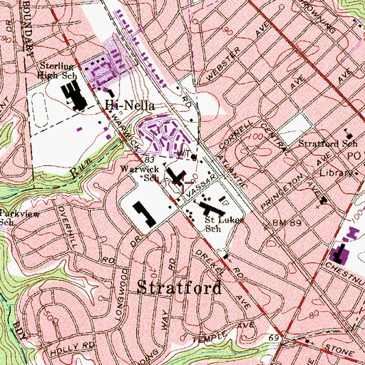 Topographic Map of Samuel S Yellin Elementary School, NJ