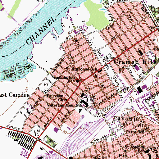 Topographic Map of George Washington Elementary School, NJ