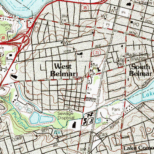 Topographic Map of West Belmar, NJ