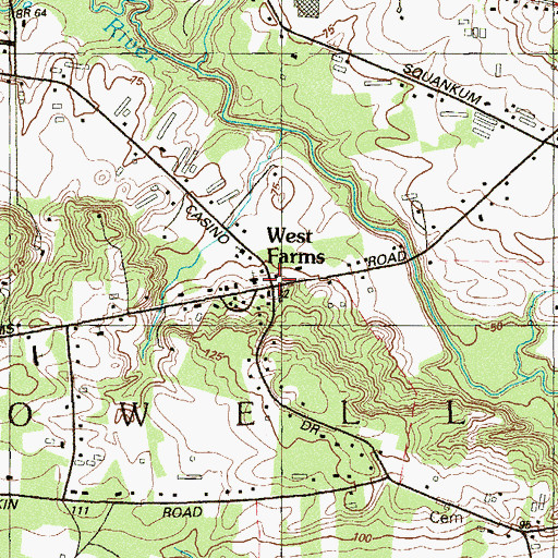 Topographic Map of West Farms, NJ