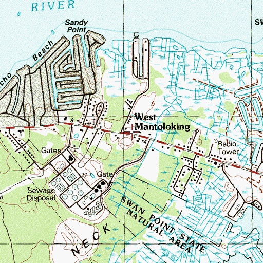 Topographic Map of West Mantoloking, NJ