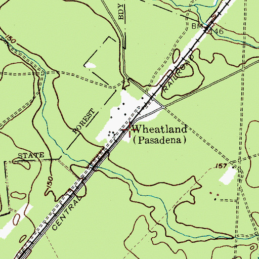 Topographic Map of Wheatland, NJ
