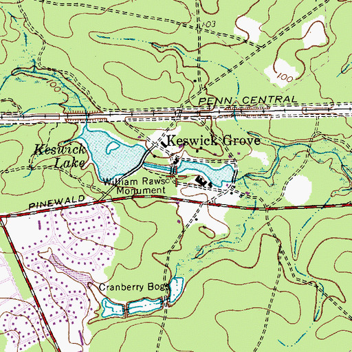 Topographic Map of William Raws Monument, NJ