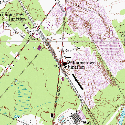 Topographic Map of Williamstown Junction, NJ