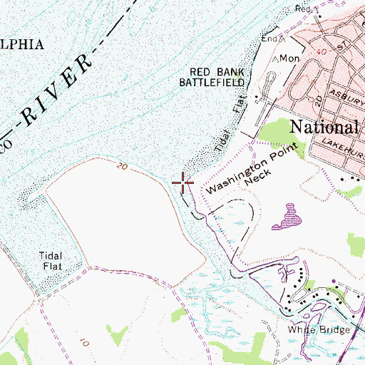 Topographic Map of Woodbury Creek, NJ