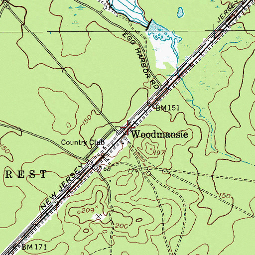 Topographic Map of Woodmansie, NJ