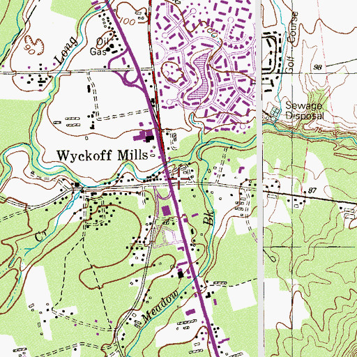 Topographic Map of Wyckoff Mills, NJ