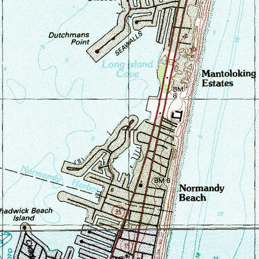 Topographic Map of Mantoloking Estates, NJ