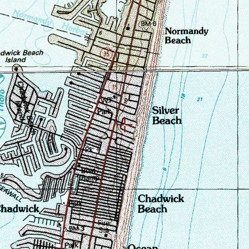 Topographic Map of Silver Beach, NJ