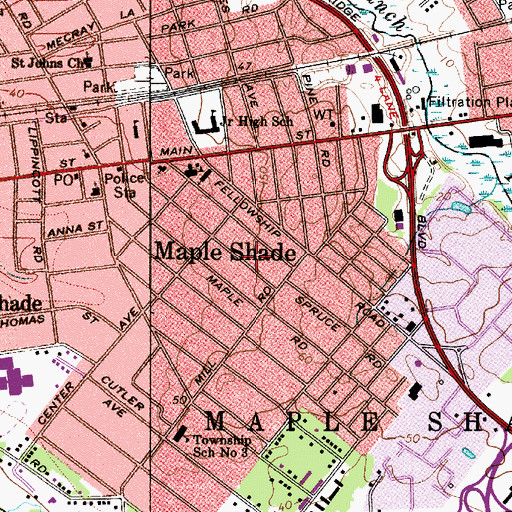 Topographic Map of Township of Maple Shade, NJ