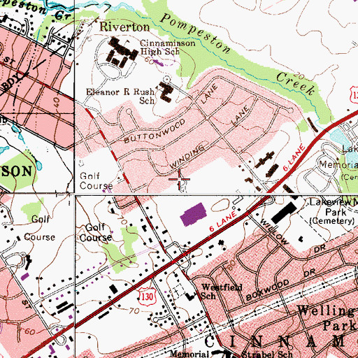 Topographic Map of Township of Cinnaminson, NJ