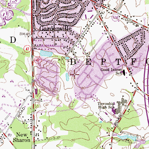 Topographic Map of Township of Deptford, NJ