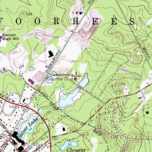 Topographic Map of Township of Voorhees, NJ