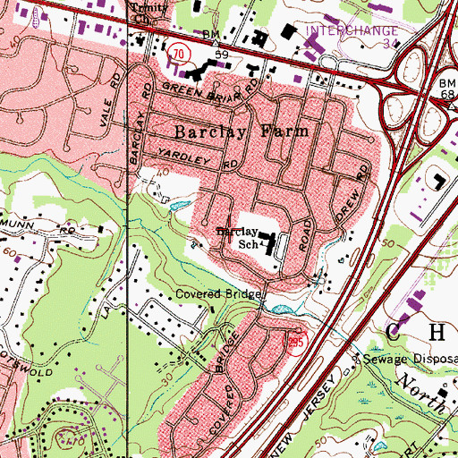 Topographic Map of Township of Cherry Hill, NJ