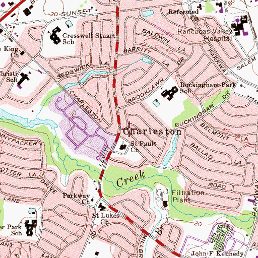 Topographic Map of Charleston, NJ