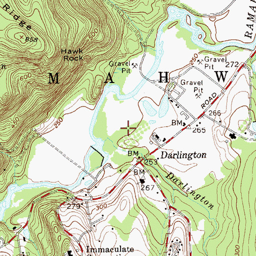 Topographic Map of Township of Mahwah, NJ
