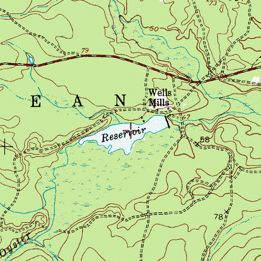 Topographic Map of Wells Mills Reservoir, NJ