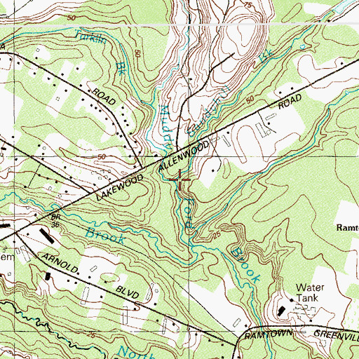 Topographic Map of Sandyhill Brook, NJ