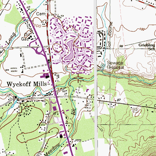 Topographic Map of Bannen Meadow Brook, NJ