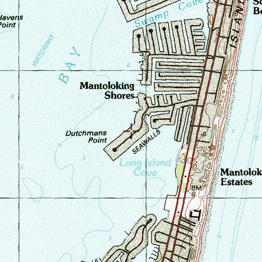 Topographic Map of Dutchmans Point, NJ