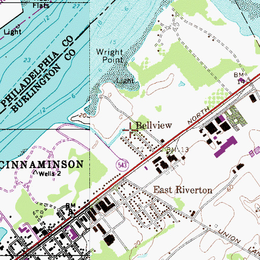Topographic Map of Union Landing, NJ