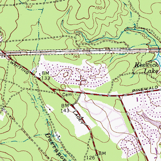 Topographic Map of Crestwood Village, NJ