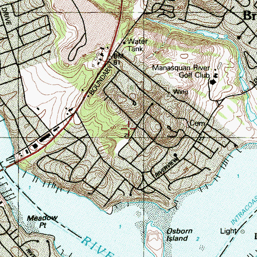 Topographic Map of Manasquan Park, NJ